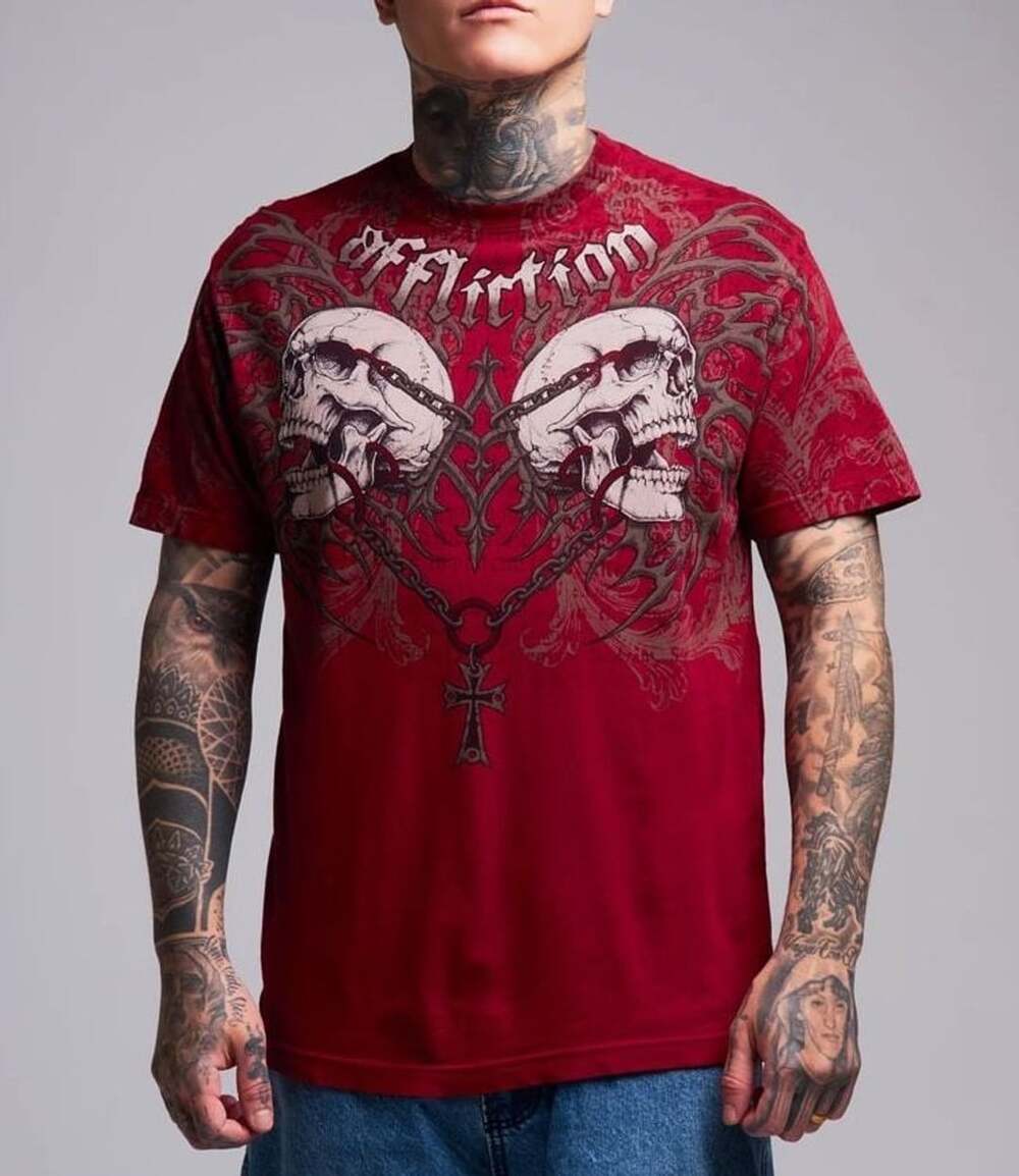 Affliction Collapse Tee Red Graphic T-Shirt size 2XL